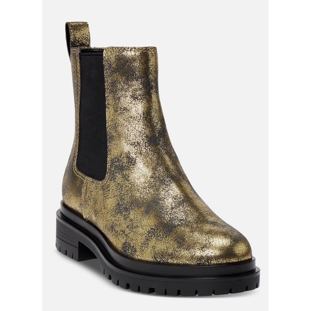 LAUREN RALPH LAUREN Corinne Pull-On Chelsea Booties Lug Sole Crackle Size 11